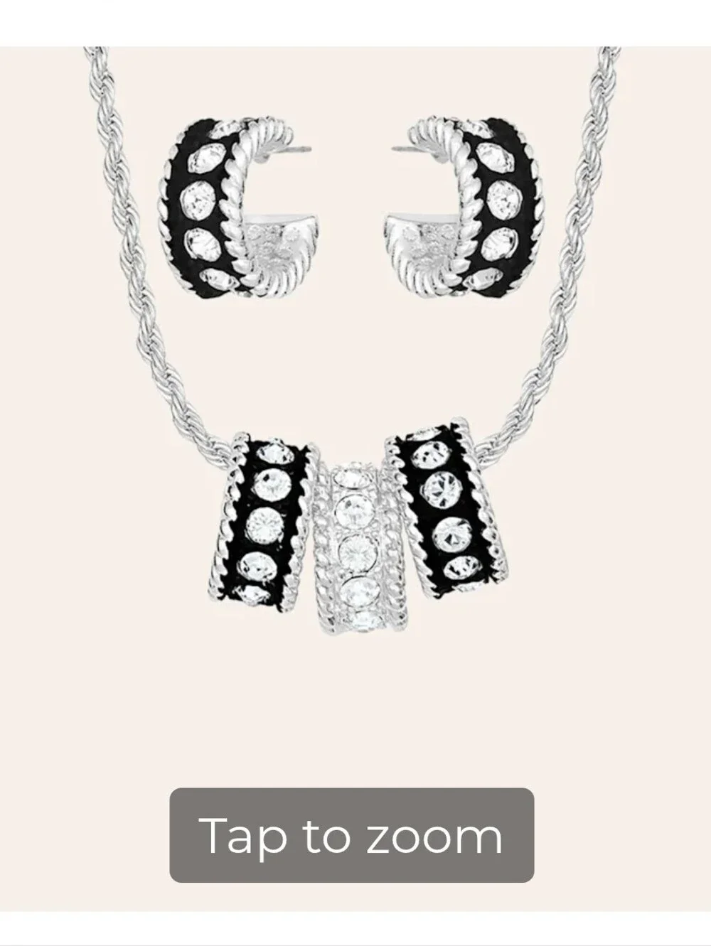 Montana Silver Smiths Silver With Black Crystal Shine Necklace And Earrings Set